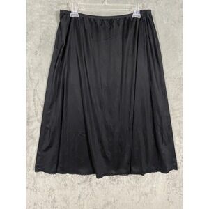 Vanity Fair Slip Skirt Women Sz XL Black Nylon Lingerie 28 In Midi Closet Staple